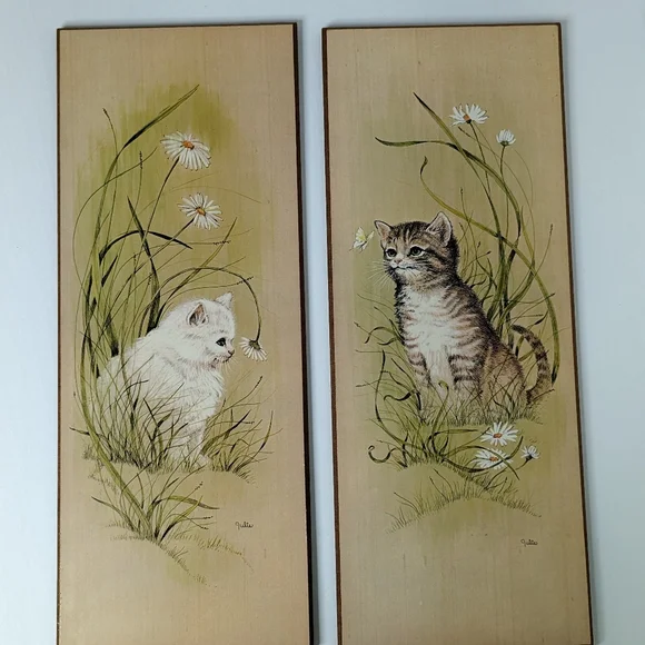 Vintage cats and daisies art decor - Picture 10 of 10